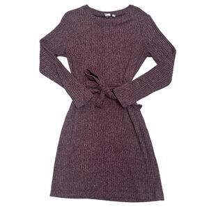 GAP Ribbed Sweater Dress 🍷 Burgundy Knit • Belted Waist • Long Sleeve • Size L